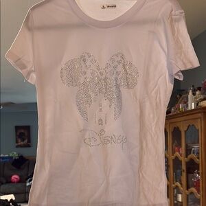 Disney White Tee with Sparkling Bow Design